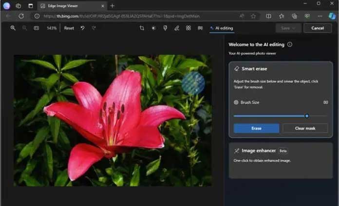 Image editing Edge browser