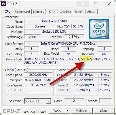 Check your CPU for SSE4.2 or SSE4A support