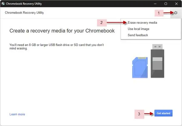 Erase ChromeOS Flex USB drive using Chrome Recovery Utility