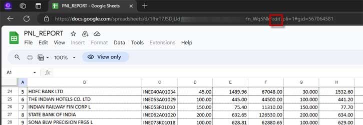 Google Sheets preview mode