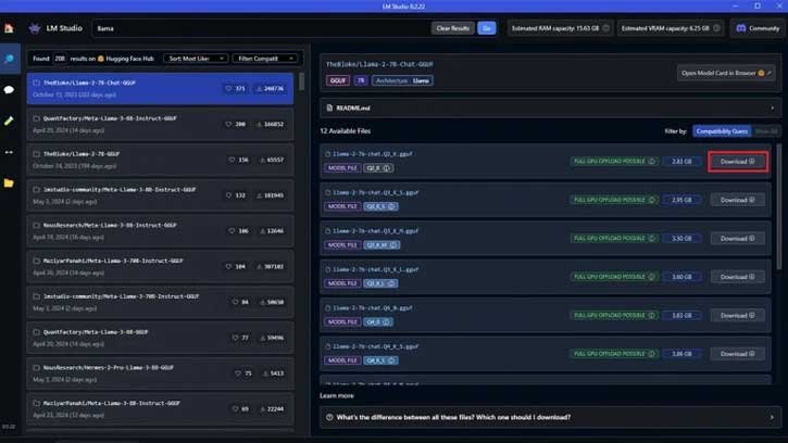 Download and install LLM models on your computer for offline use