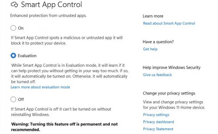 Smart App Control in Windows 11