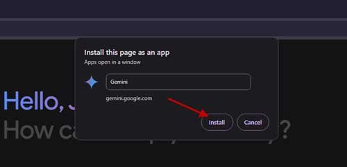 Install Gemini in Windows 11 using Chrome