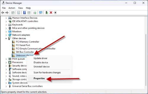 Identify Unknown Device in Windows 11 and fix it