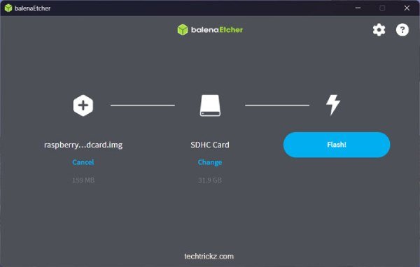 Use BalenaEtcher app to flash wireless Android Auto dongle image file