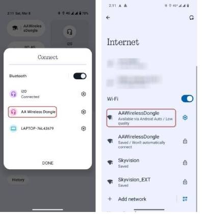 Wireless Android-Auto connection