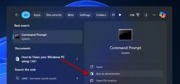 Open CMD as administrator