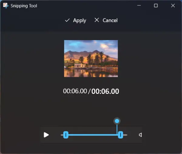 Trim the video in Snipping Tool