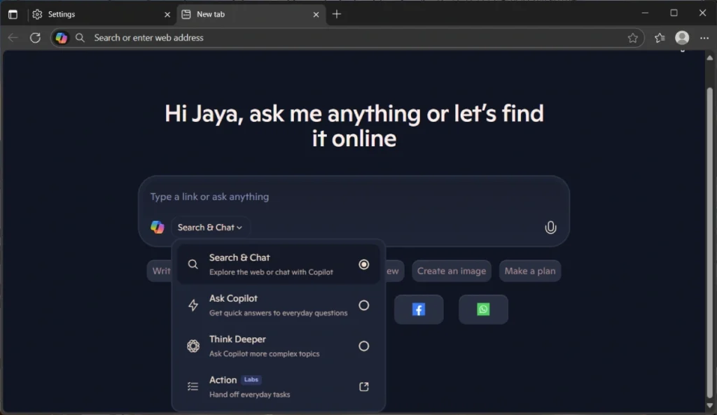 Copilot Mode in Microsoft Edge