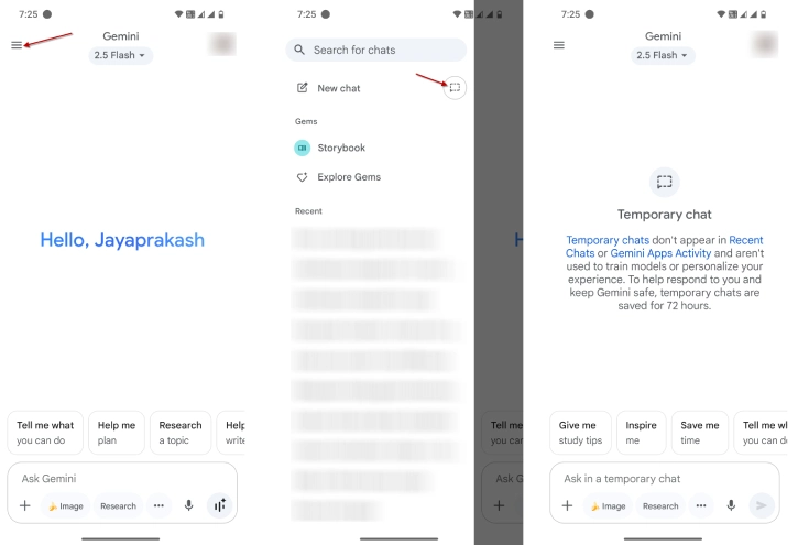 Use Gemini's Temporary Chat feature on Android