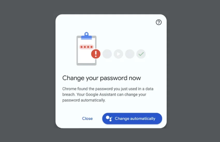 Change Password Now option in Chrome