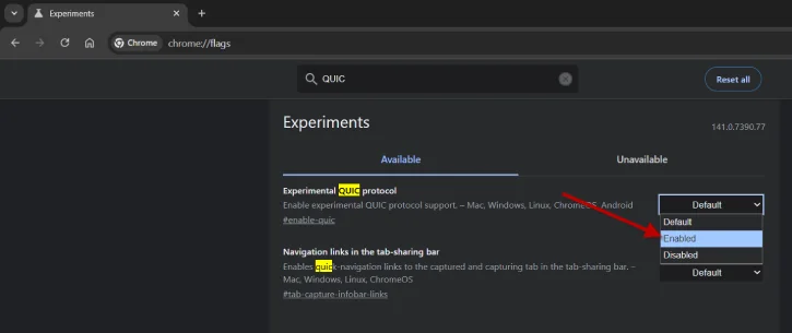 How to Disable QUIC Protocol in Chrome