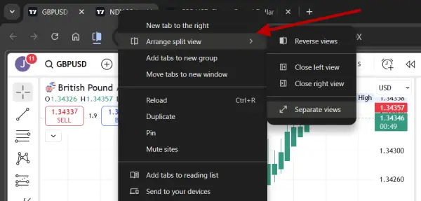 Exit from Split View in Chrome