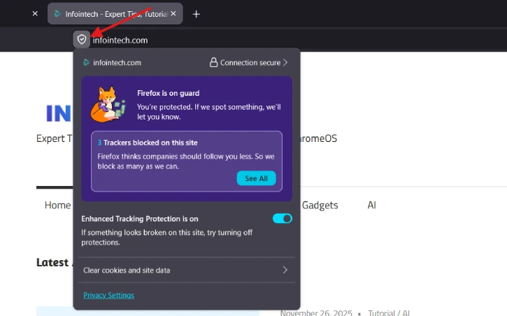 New Trust Panel icon in Firefox
