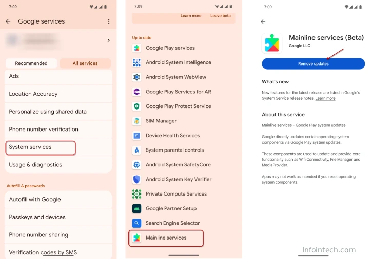 Rollback/Uninstall Google Play System Update Via Google Mainline Services