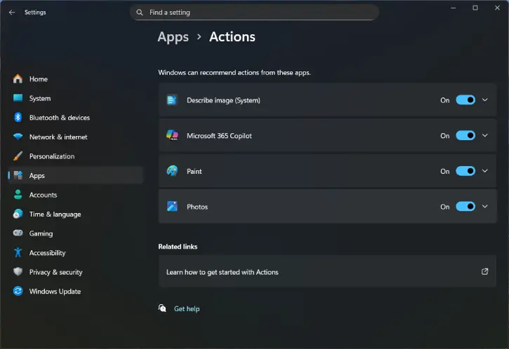 How to enable or disable AI Actions