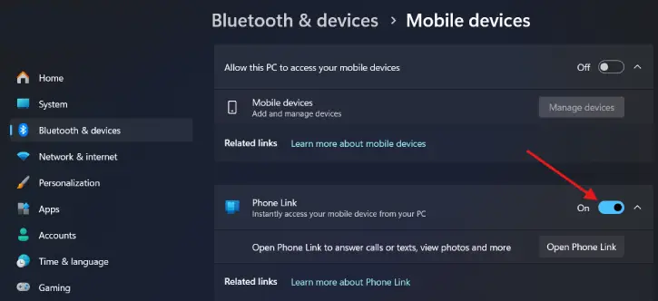 Enable Phone Link between your Android phone and Windows 11 PC