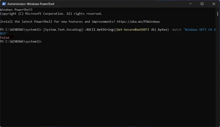 Secure Boot certificates version check