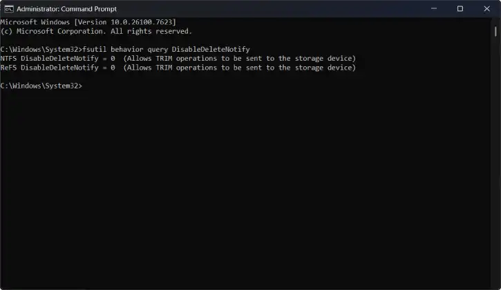 Check TRIM status on Windows 11
