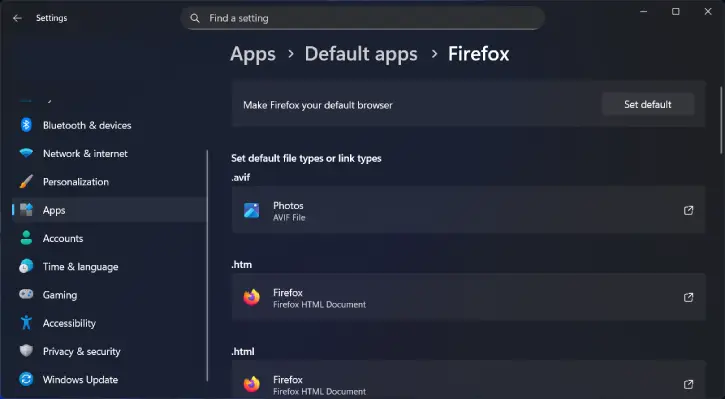 Default browser — Stop links from forcing Edge