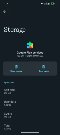 Delete Play Services storage and cache