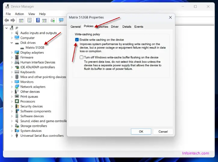 Enable write caching for better responsiveness