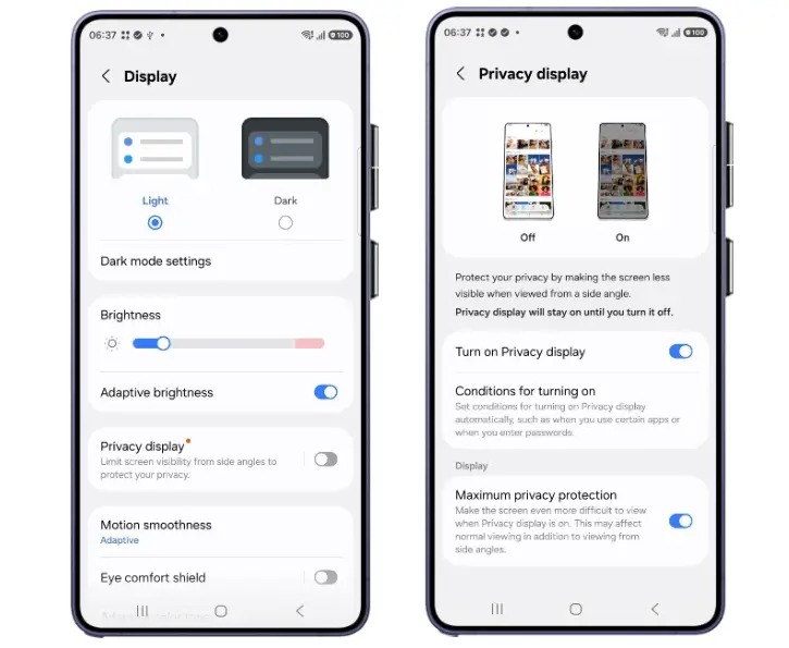Turn on Privacy Display in Galaxy S26 Ultra