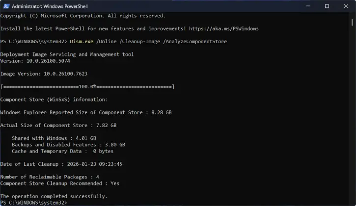 Windows Side by Side real size