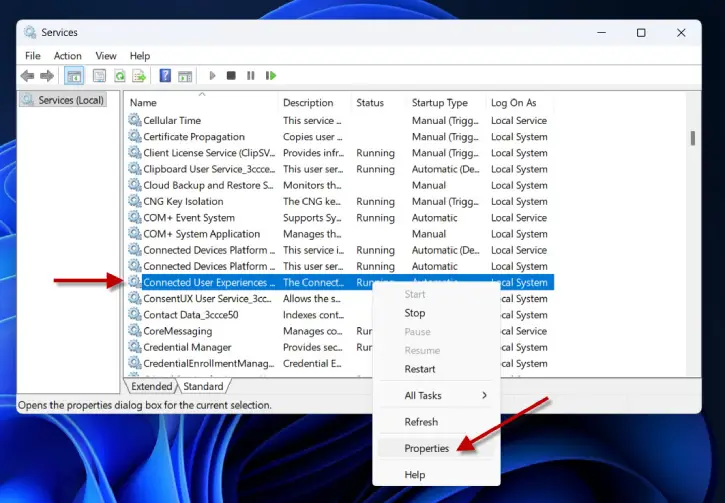Disable the Connected User Experience and Telemetry Service in Windows 11