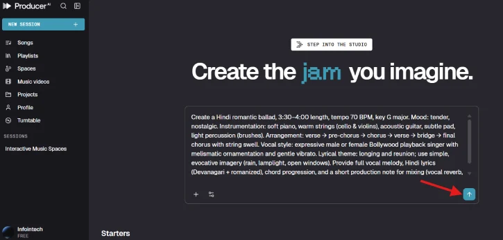 Prompt for Google Producer AI to create music