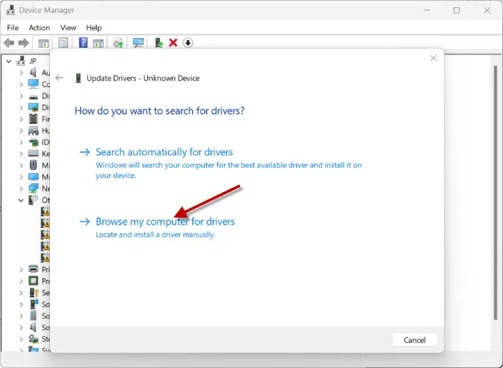 Manually Install Drivers via Device Manager