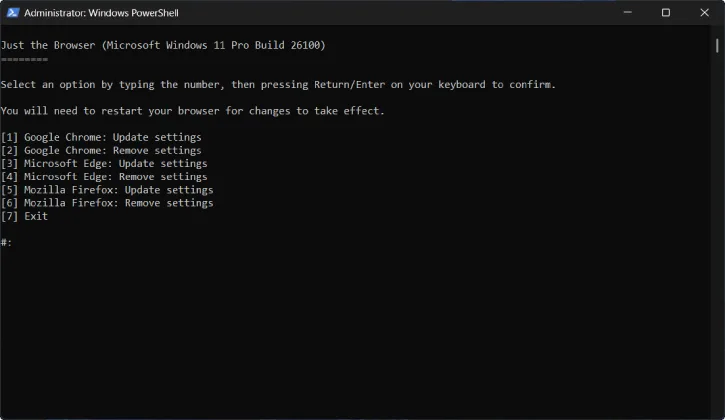 PowerShell command ro restore AI features on Edge, Chrome and Firefox