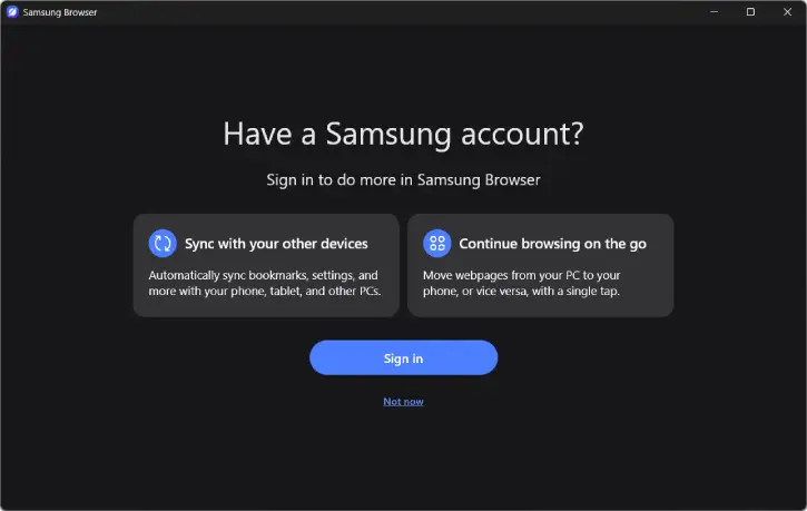 Samsung Browser for Windows