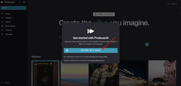 Sign in to Google Producer AI