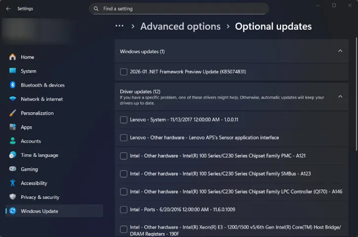 Update Windows & Install Optional Driver Updates