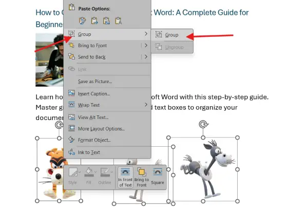 group-objects-in-word