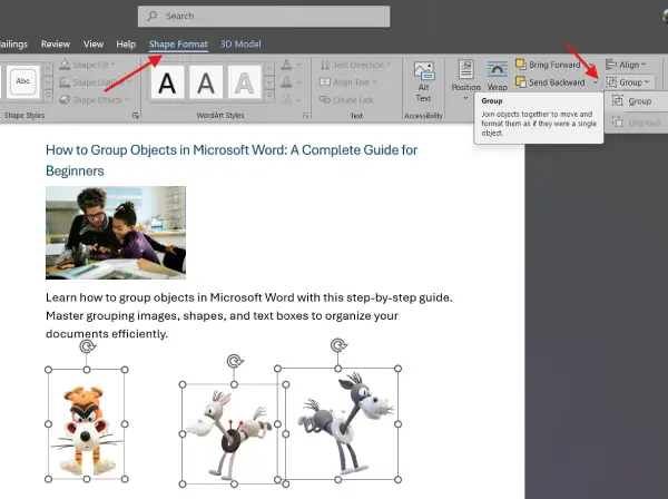 group-objects-in-word