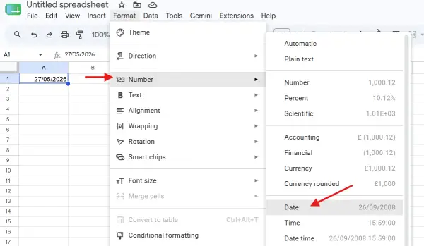 Format Dates in Google Sheets