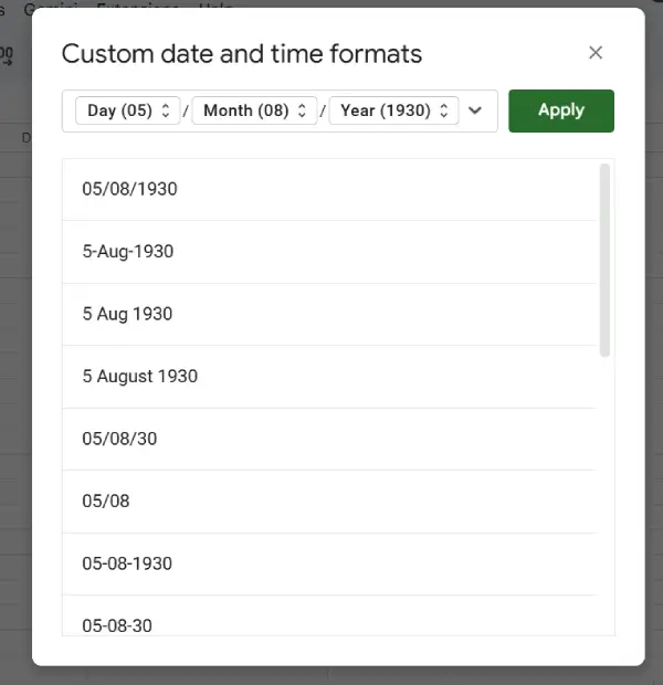 Format Dates in Google Sheets