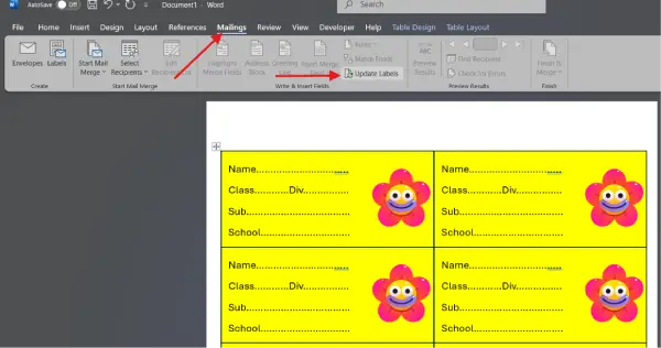 Create Name Stickers in MS Word