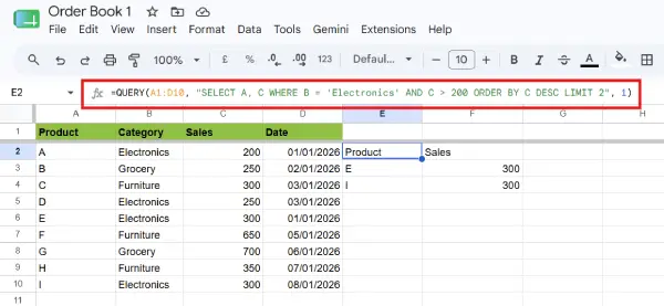 Combining Multiple Clauses for Complex Queries
