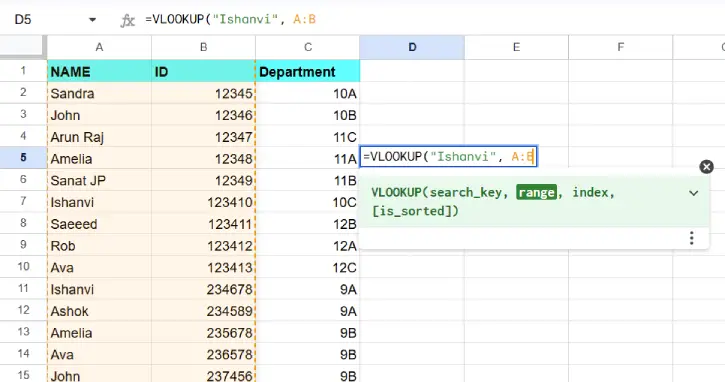 How to use VLOOKUP in Google Sheets-2