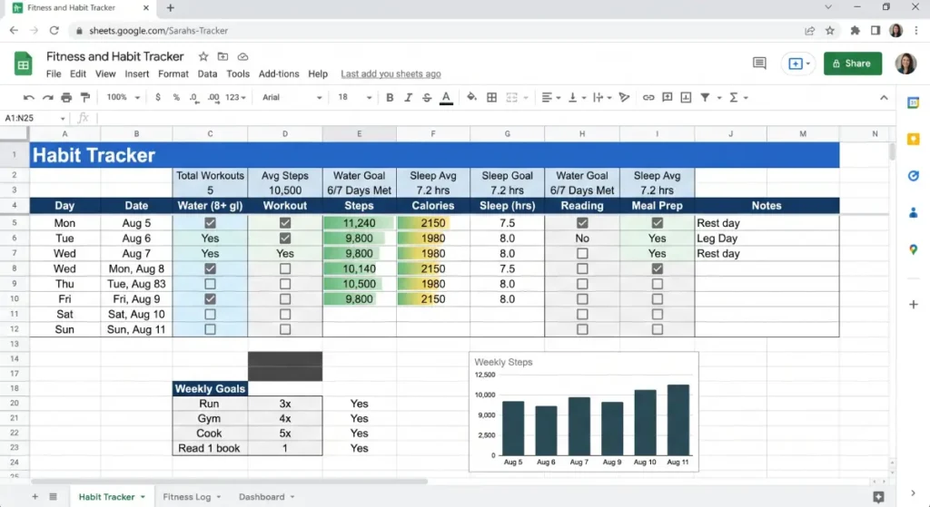Build Your Own Fitness and Habit Tracker in Google Sheets