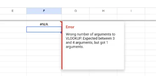 Fix N?A Error in in Google Sheets