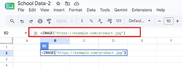 Google Sheets IMAGE INSEART function