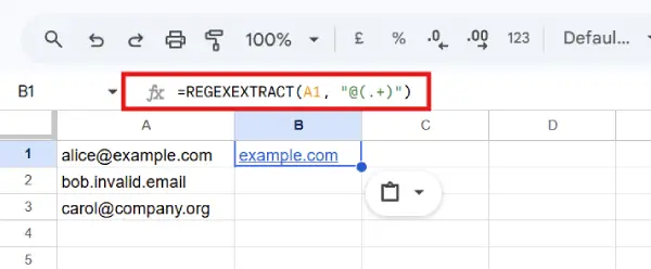 Google Sheets REGEXEXTRACT function