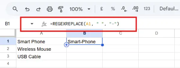 Google Sheets REGEXREPLACE function