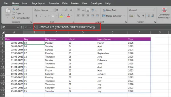 Use Text function in Excel