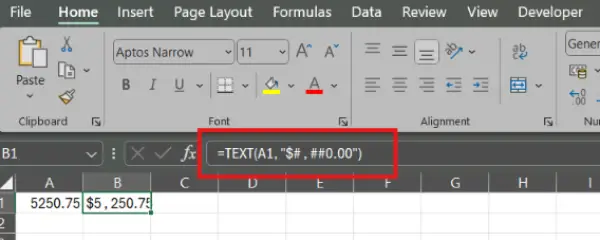 Use Text function in Excel