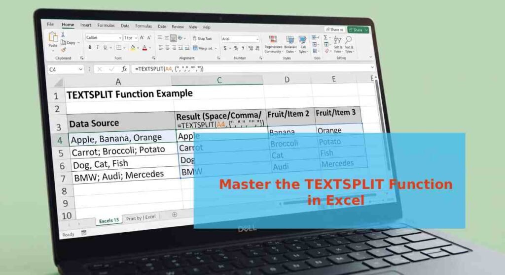TEXTSPLIT Function in Excel